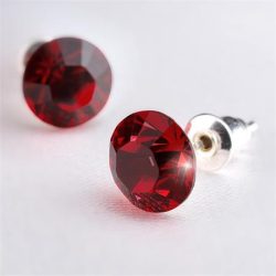   Fülbevaló, siam sötét piros SWAROVSKI® kristállyal, 8mm, ART CRYSTELLA®