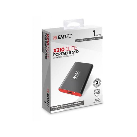 SSD (külső memória), 1TB, USB 3.2, 500/500 MB/s, EMTEC "X210"