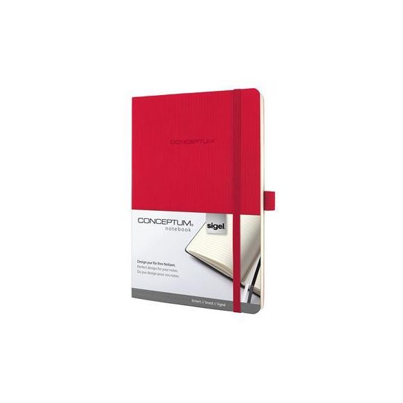 Jegyzetfüzet, exkluzív, A5, vonalas, 97 lap, puhafedeles, SIGEL "Conceptum", piros