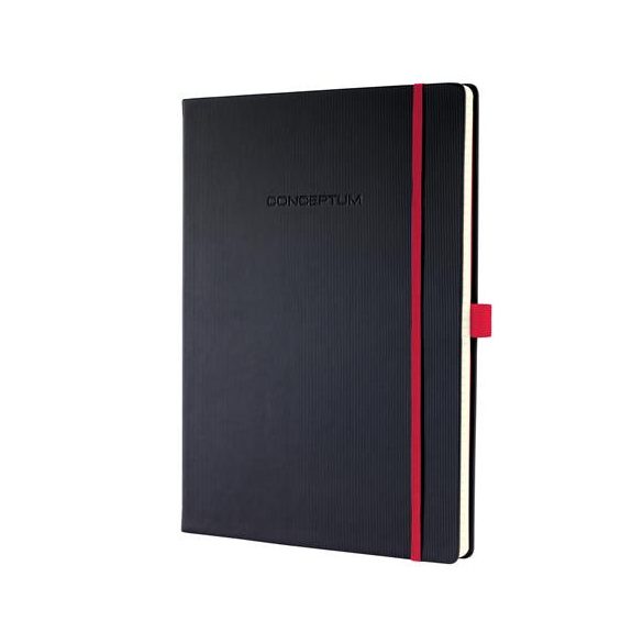 Jegyzetfüzet, exkluzív, A4, vonalas, 97 lap, keményfedeles, SIGEL "Conceptum Red Edition", fekete-piros