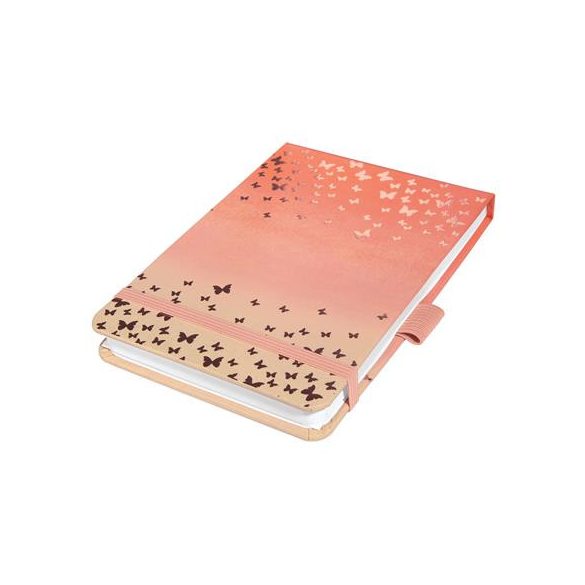 Jegyzetfüzet, exkluzív, 110x79 mm, pontrácsos, 79 lap, keményfedeles, SIGEL "Jolie" Butterfly Confetti Peach