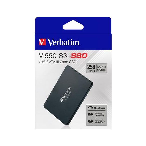 SSD (belső memória), 256GB, SATA 3, 460/560MB/s, VERBATIM "Vi550"