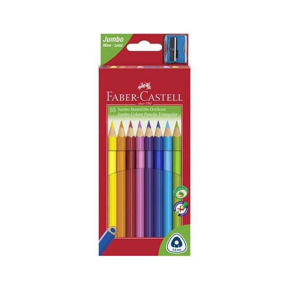 Színes ceruza készlet, háromszögletű, FABER-CASTELL "Jumbo", 10 különböző szín