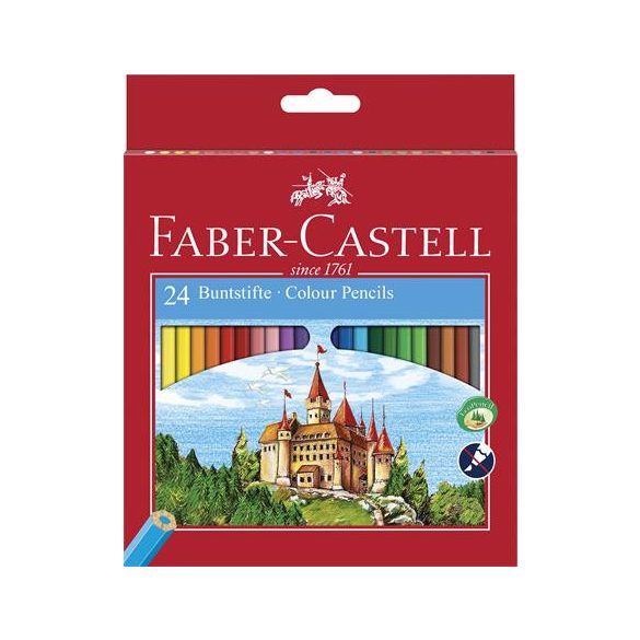 Színes ceruza készlet, hatszögletű, FABER-CASTELL "Classic", 24 különböző szín