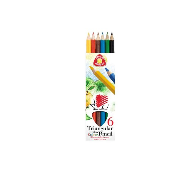 Színes ceruza készlet, háromszögletű, vastag, ICO "Süni", 6 különböző szín