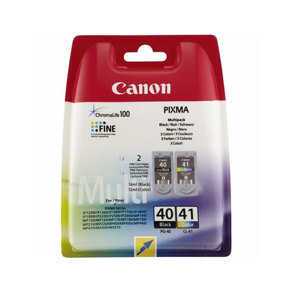 PG-40/CL-41 Tintapatron multipack Pixma iP1300, 1600, 1700 nyomtatókhoz, CANON, fekete,színes, 16ml+12ml