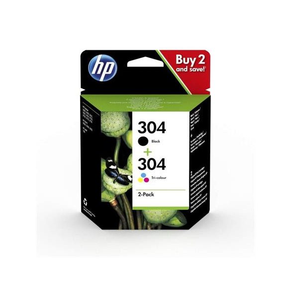 3JB05AE Tintapatron multipack Deskjet 2620, 2630 nyomtatókhoz, HP 304, fekete+színes, 120+100 oldal