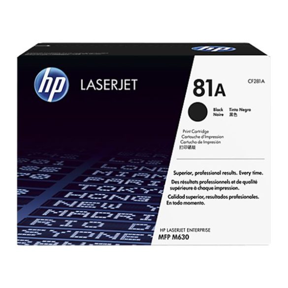 CF281A Lézertoner LaserJet Enterprise M604n, MFP M630f nyomtatókhoz, HP 81A, fekete, 10,5k