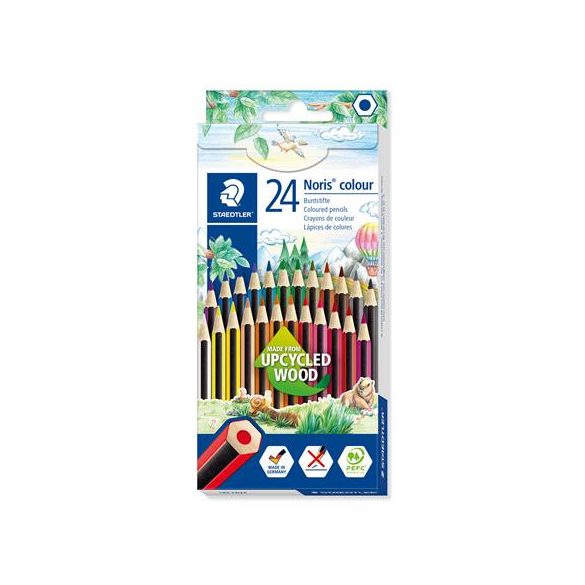 Színes ceruza készlet, hatszögletű, STAEDTLER "Noris Colour 185", 24 különböző szín