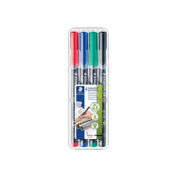 Alkoholos marker készlet, OHP, 0,4 mm, STAEDTLER "Lumocolor® 313 S", 4 különböző szín