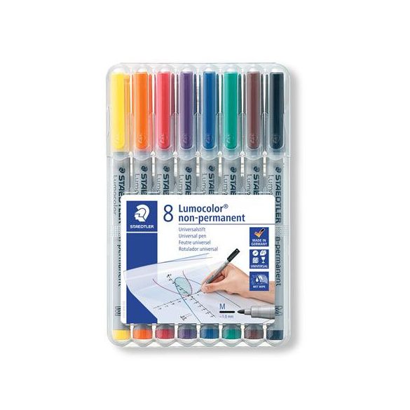 Alkoholmentes marker készlet, OHP, 1 mm, STAEDTLER "Lumocolor® 315", 8 különböző szín