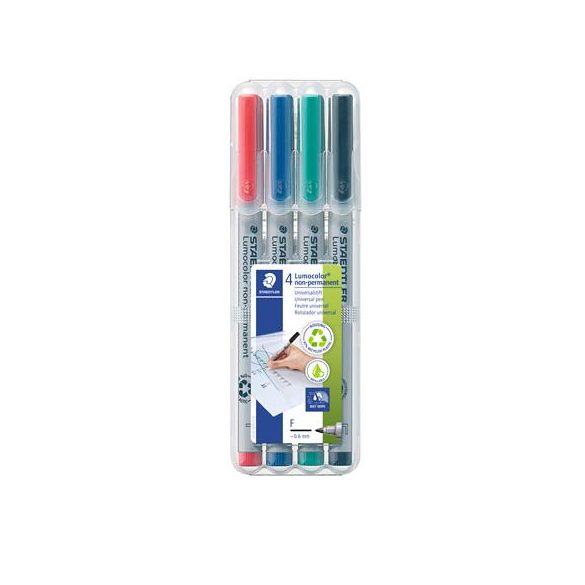 Alkoholmentes marker készlet, OHP, 0,6 mm, STAEDTLER "Lumocolor® 316 F", 4 különböző szín