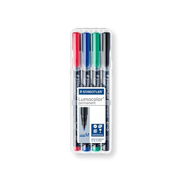 Alkoholos marker készlet, OHP, 1 mm, STAEDTLER "Lumocolor® 317 M", 4 különböző szín