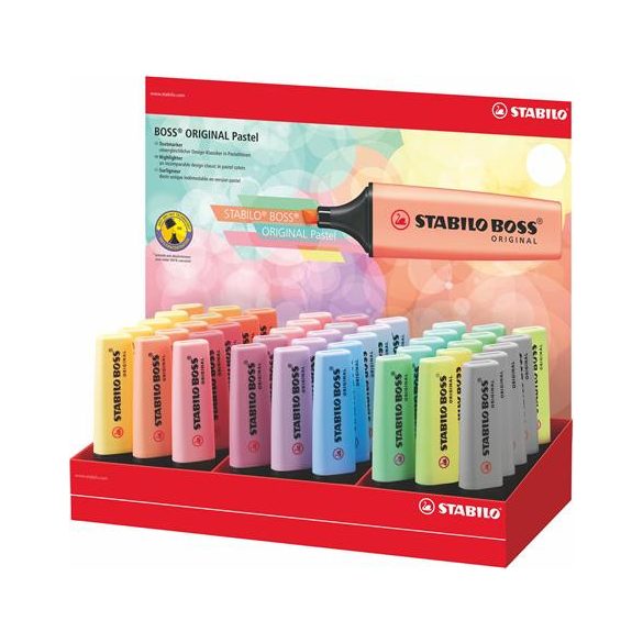 Szövegkiemelő display, 2-5 mm, STABILO "BOSS Pastel", vegyes pasztell színek