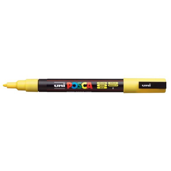 Dekormarker, 0,9-1,3 mm, UNI "Posca PC-3M", sárga