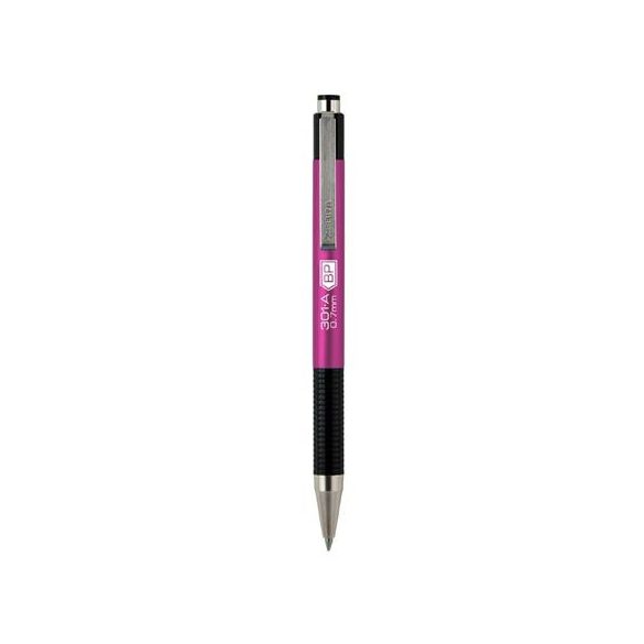 Golyóstoll, 0,24 mm, nyomógombos, rózsaszín tolltest, ZEBRA "F-301 A", kék