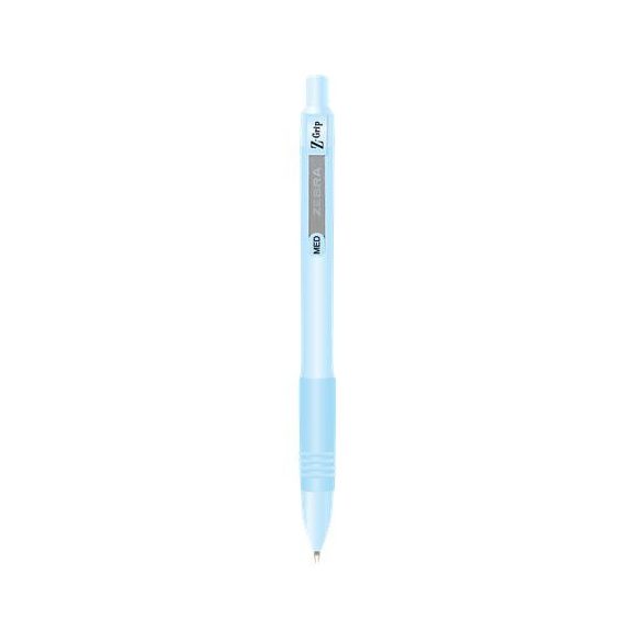 Golyóstoll, 0,27 mm, nyomógombos, kék tolltest, ZEBRA "Z-Grip Pastel", kék