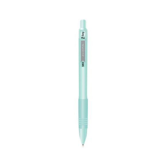 Golyóstoll, 0,27 mm, nyomógombos, zöld tolltest, ZEBRA "Z-Grip Pastel", kék