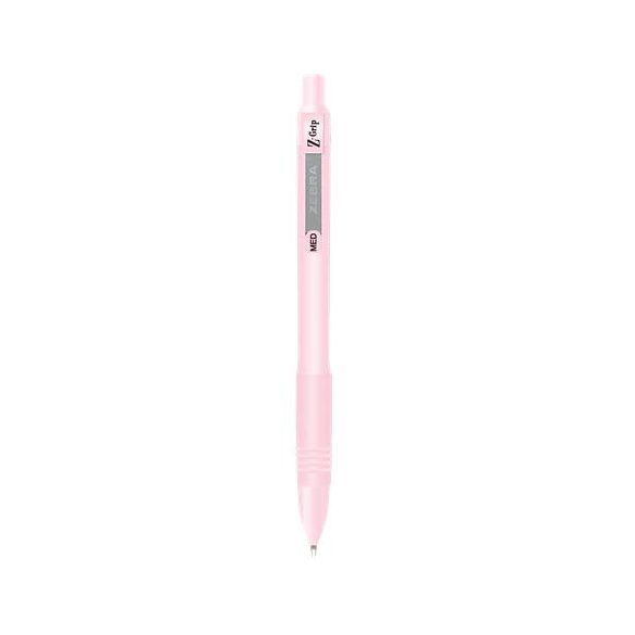 Golyóstoll, 0,27 mm, nyomógombos, rózsaszín tolltest, ZEBRA "Z-Grip Pastel", kék