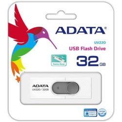 Pendrive, 32GB, USB 2.0, ADATA "UV220", fehér