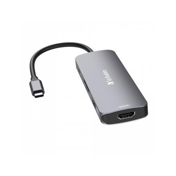 USB elosztó-HUB, USB-C PD/2xHDMI/3xUSB-A/SD/mSD, VERBATIM