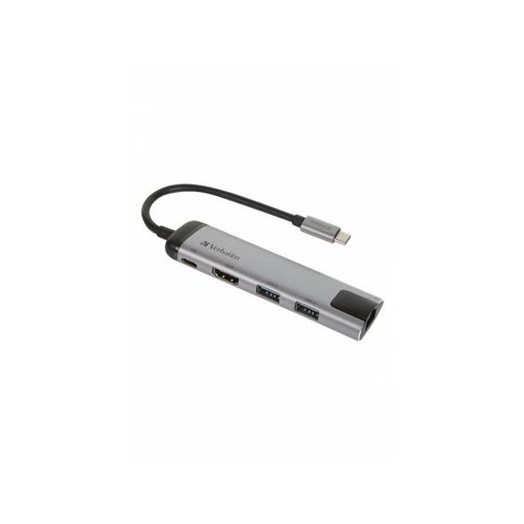 USB elosztó-HUB, USB-C/USB 3.0/HDMI/Ethernet, VERBATIM