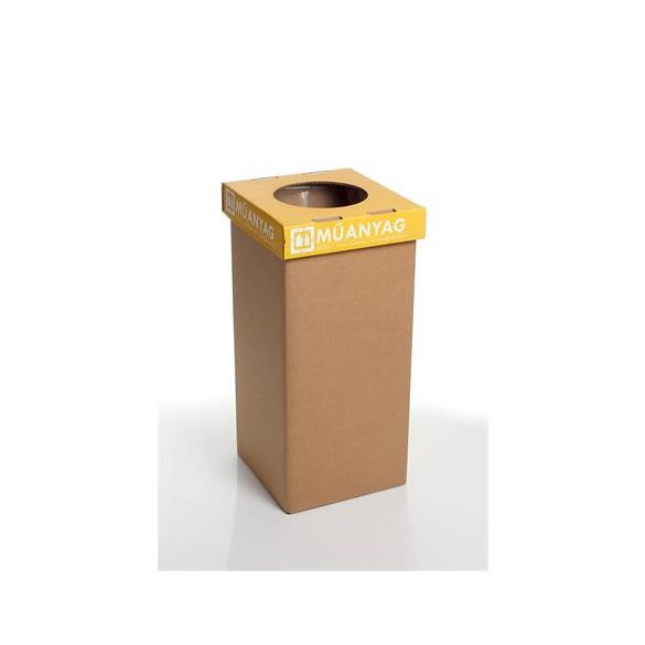 Szelektív hulladékgyűjtő, újrahasznosított, 20 l, RECOBIN "Mini", sárga