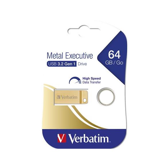 Pendrive, 64GB, USB 3.2, VERBATIM "Executive Metal", arany