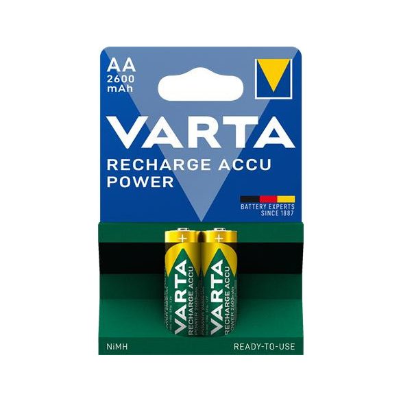 Tölthető elem, AA ceruza, 2x2600 mAh, előtöltött, VARTA "Power"