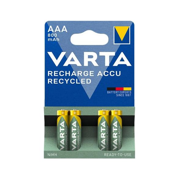 Tölthető elem, AAA mikro, újrahasznosított, 4x800 mAh, VARTA