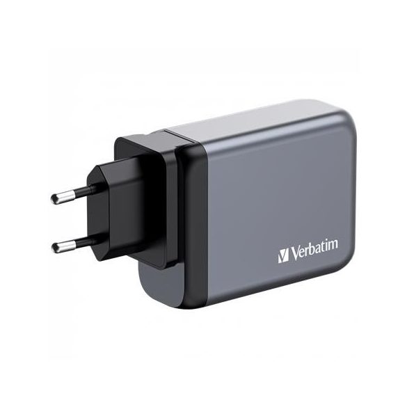 Hálózati töltő, 2xUSB-C PD (100W), USB-C PD (65W), USB-A QC 3.0, EU/UK/US, GaN, VERBATIM